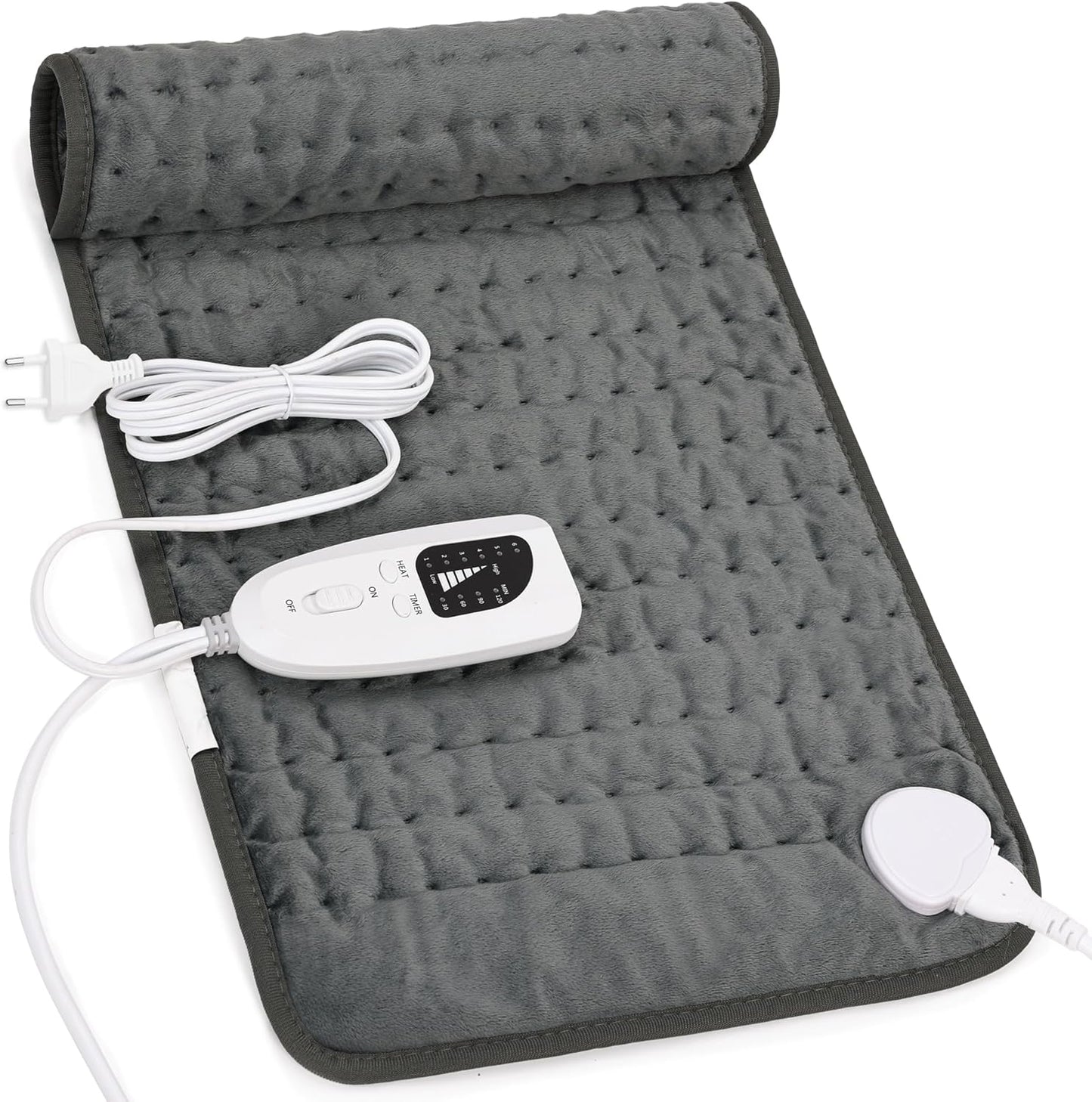 Manta Electrica Lumbar, Manta Eléctrica Para Espalda, Cuello, Hombros Y Vientre Con Función De Apagado Automático, Franela Suave Gris Oscuro, 30 X 60 Cm