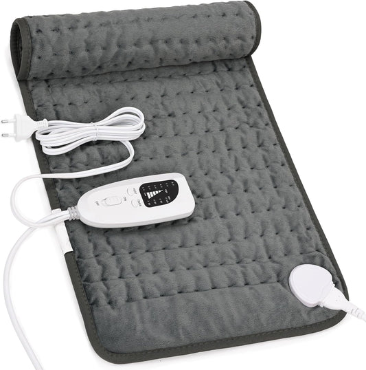 Manta Electrica Lumbar, Manta Eléctrica Para Espalda, Cuello, Hombros Y Vientre Con Función De Apagado Automático, Franela Suave Gris Oscuro, 30 X 60 Cm