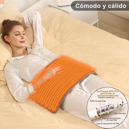 Manta Electrica Lumbar, Manta Eléctrica Para Espalda, Cuello, Hombros Y Vientre Con Función De Apagado Automático, Franela Suave Gris Oscuro, 30 X 60 Cm