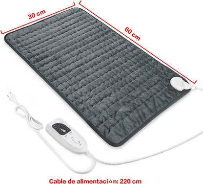 Manta Electrica Lumbar, Manta Eléctrica Para Espalda, Cuello, Hombros Y Vientre Con Función De Apagado Automático, Franela Suave Gris Oscuro, 30 X 60 Cm