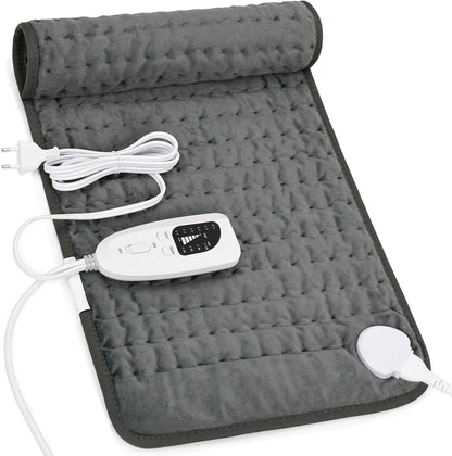 Manta Electrica Lumbar, Manta Eléctrica Para Espalda, Cuello, Hombros Y Vientre Con Función De Apagado Automático, Franela Suave Gris Oscuro, 30 X 60 Cm