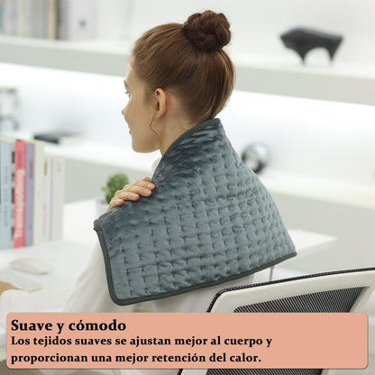 Manta Electrica Lumbar, Manta Eléctrica Para Espalda, Cuello, Hombros Y Vientre Con Función De Apagado Automático, Franela Suave Gris Oscuro, 30 X 60 Cm