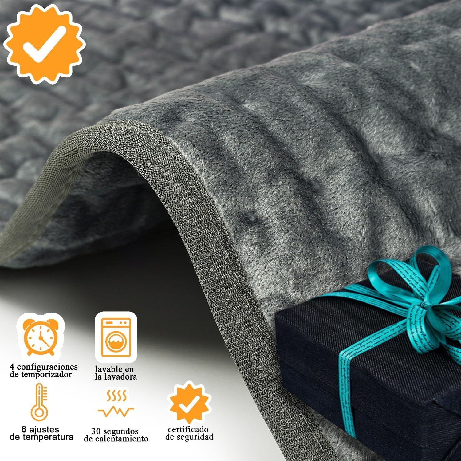 Manta Electrica Lumbar, Manta Eléctrica Para Espalda, Cuello, Hombros Y Vientre Con Función De Apagado Automático, Franela Suave Gris Oscuro, 30 X 60 Cm